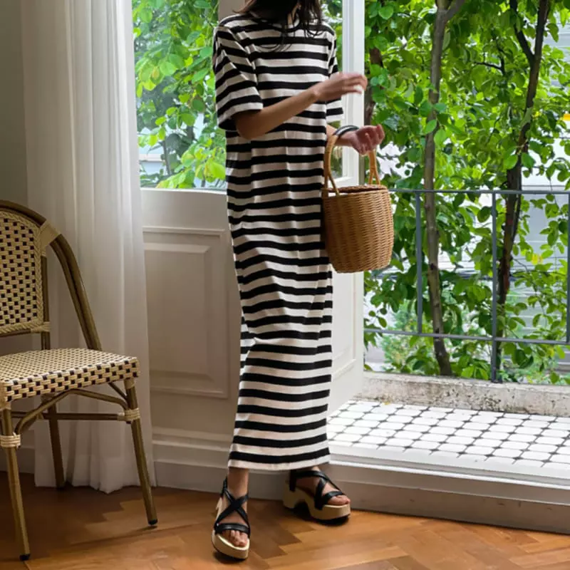 Paper Moon - Korean Women Fashion - #momslook - Stripes One-piece - 7
