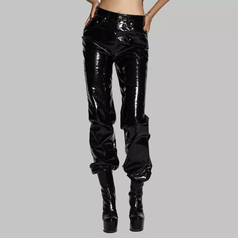 Paper Moon - Korean Women Fashion - #restrostyle - Patent Leather Straight Pants
