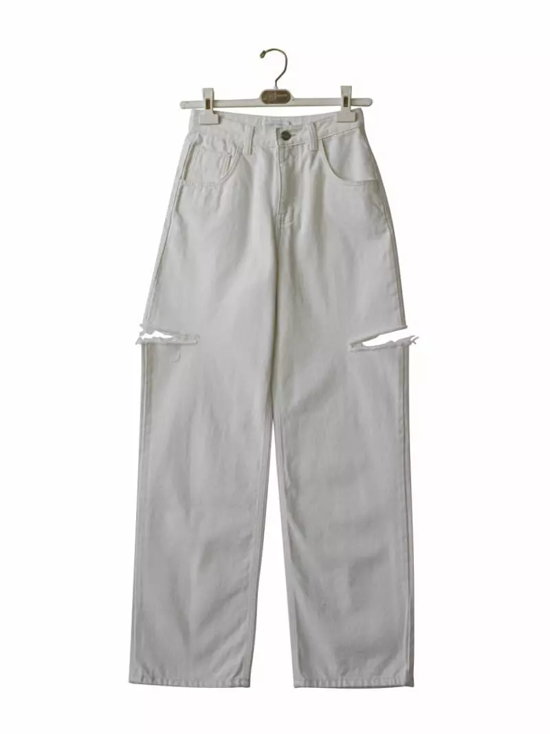 Paper Moon - Korean Women Fashion - #romanticstyle - Cut Out Jeans - 12