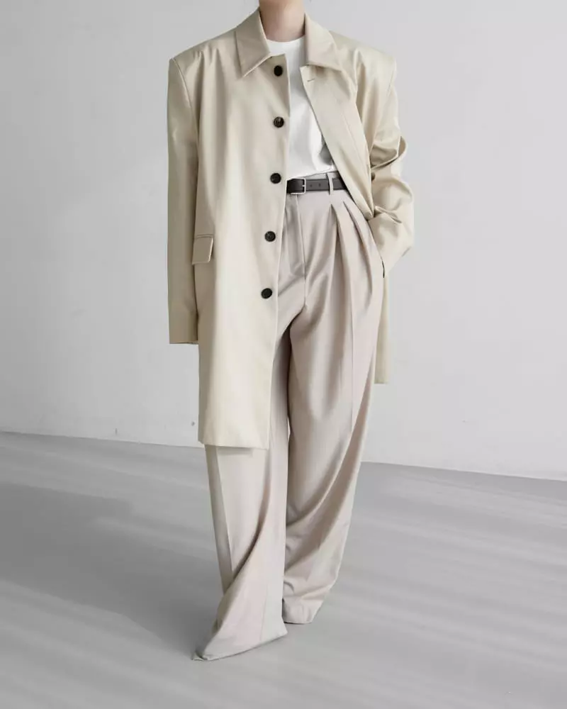 Paper Moon - Korean Women Fashion - #thatsdarling - Shoulder Padded Mac Coat