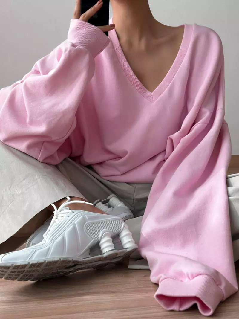 Paper Moon - Korean Women Fashion - #vintageinspired - V Neck Sweatshirt - 8