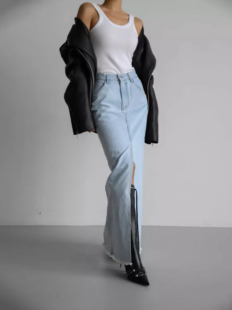 Paper Moon - Korean Women Fashion - #vintagekidsstyle - Ice bLue Denim Skirt - 2
