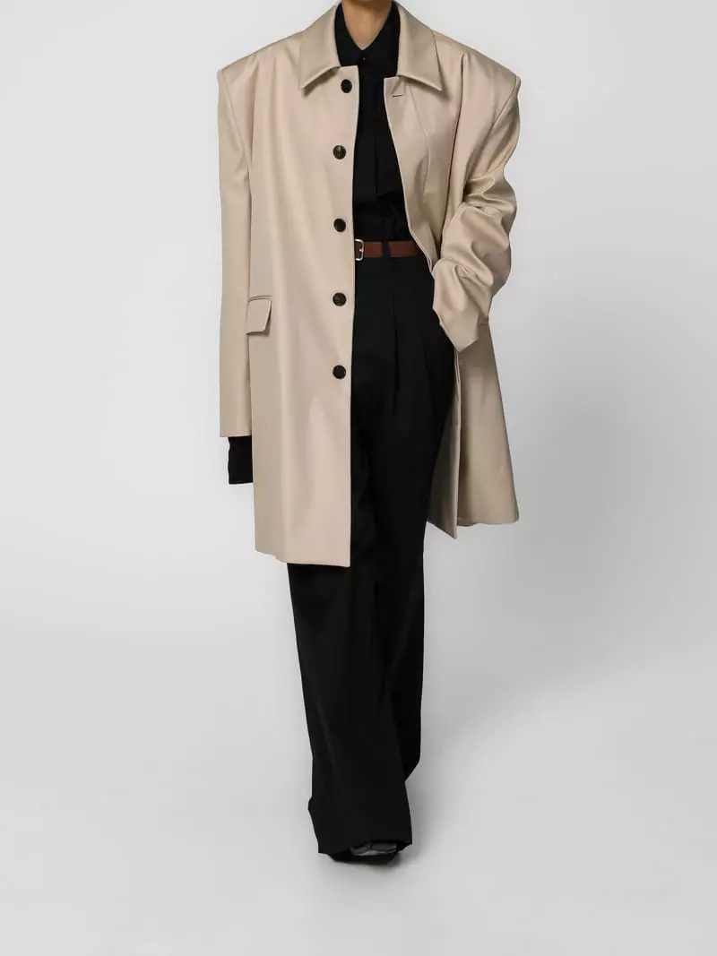 Paper Moon - Korean Women Fashion - #womensfashion - Shoulder Padded Mac Coat - 8