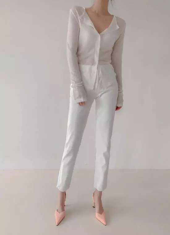 Paper Moon - Korean Women Fashion - #womensfashion - Sheer Buton Cardigan - 10