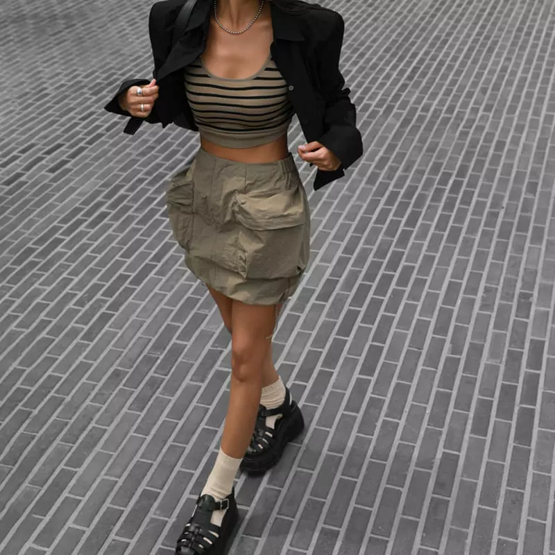 Paper Moon - Korean Women Fashion - #womensfashion - Nylon Mini Skirt - 12