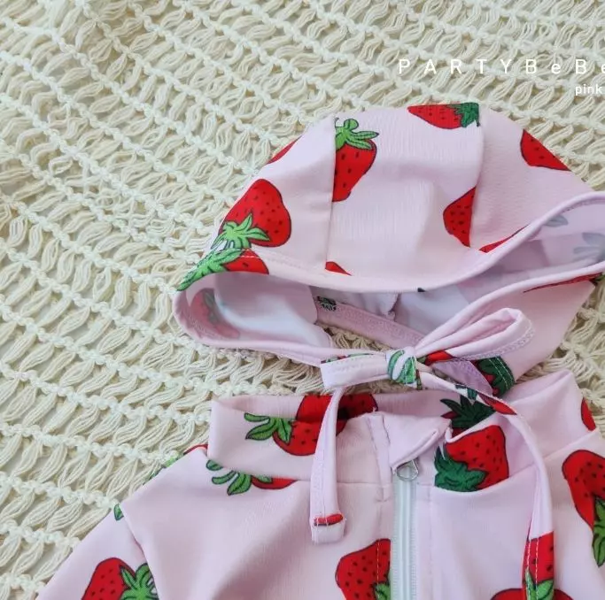 Party Kids - Korean Baby Fashion - #onlinebabyshop - Strawberry Rashguard Hat Set - 4