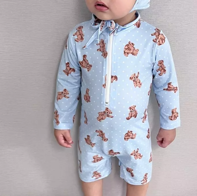 Party Kids - Korean Baby Fashion - #babyfever - Bear Rashgiard Hat Set - 10