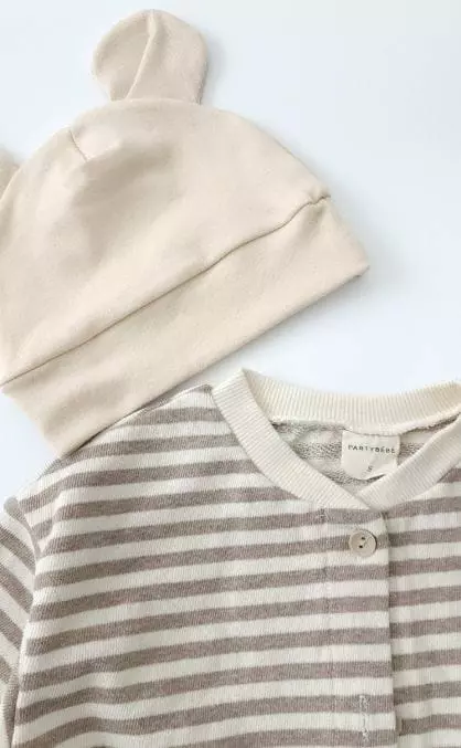 Party Kids - Korean Baby Fashion - #babywear - Merba Open Bodysuit with Hat - 11