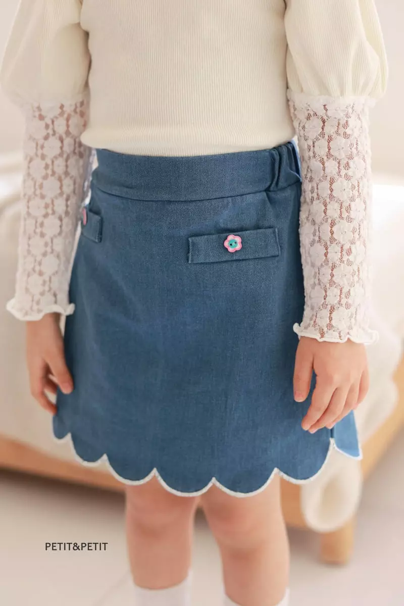 Petit & Petit - Korean Children Fashion - #childofig - Wave Embroidery Skirt - 7