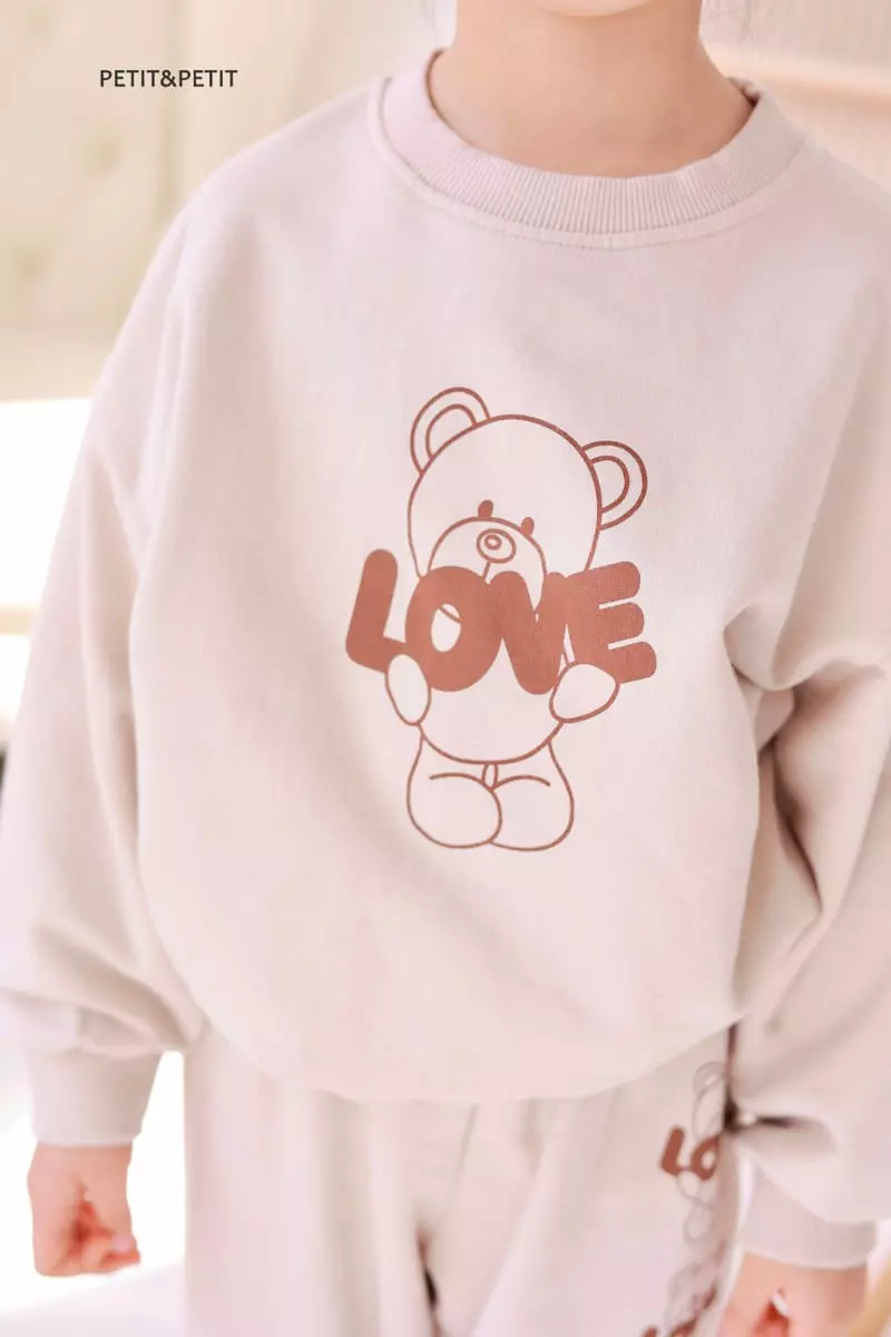 Petit & Petit - Korean Children Fashion - #designkidswear - Love Bear Top Bottom Set - 3