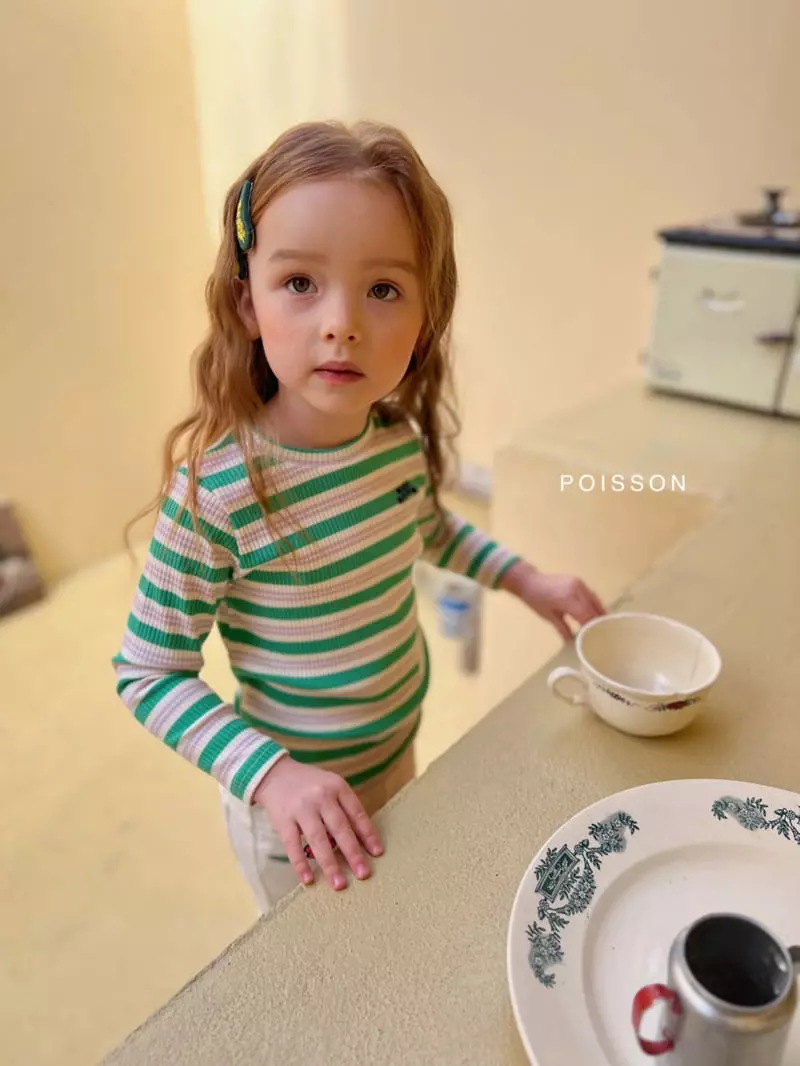 Poisson - Korean Children Fashion - #fashionkids - Button Stripes Tee - 4