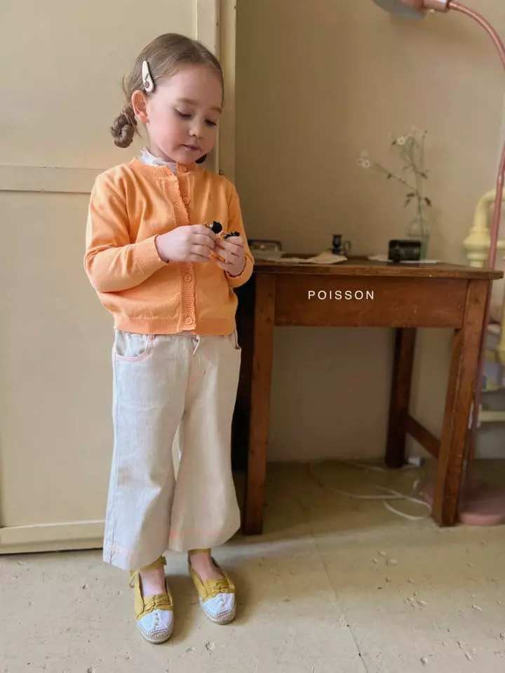 Poisson - Korean Children Fashion - #kidsstore - Button Embroidery Top Bottom Set - 4