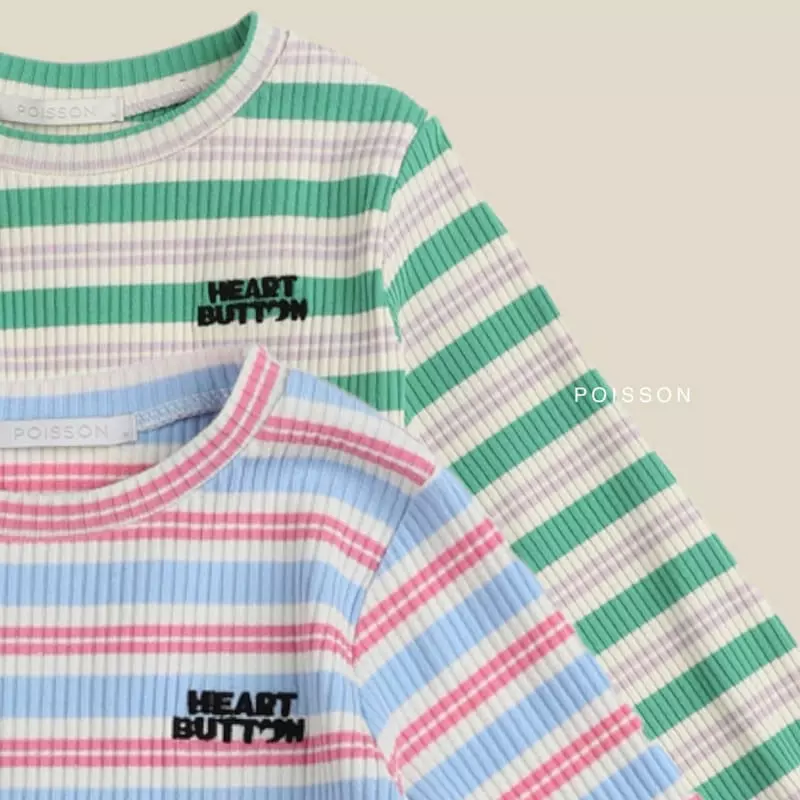Poisson - Korean Children Fashion - #minifashionista - Button Stripes Tee - 10