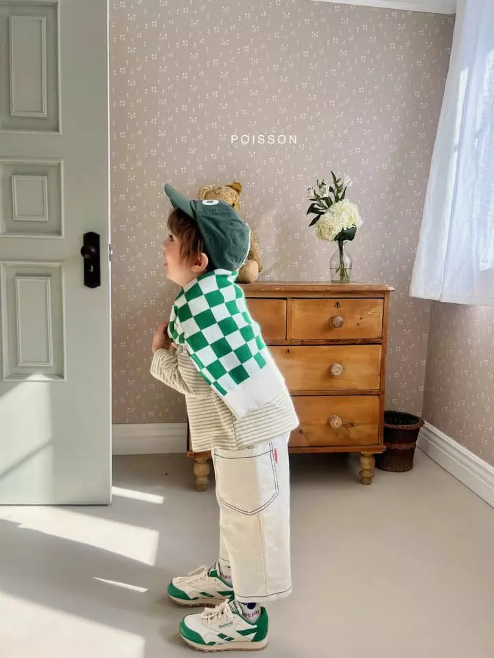 Poisson - Korean Children Fashion - #minifashionista - Check Knit Cardigan - 3