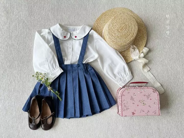 Pourenfant - Korean Children Fashion - #discoveringself - Aroa Denim Pleats Skirt - 12