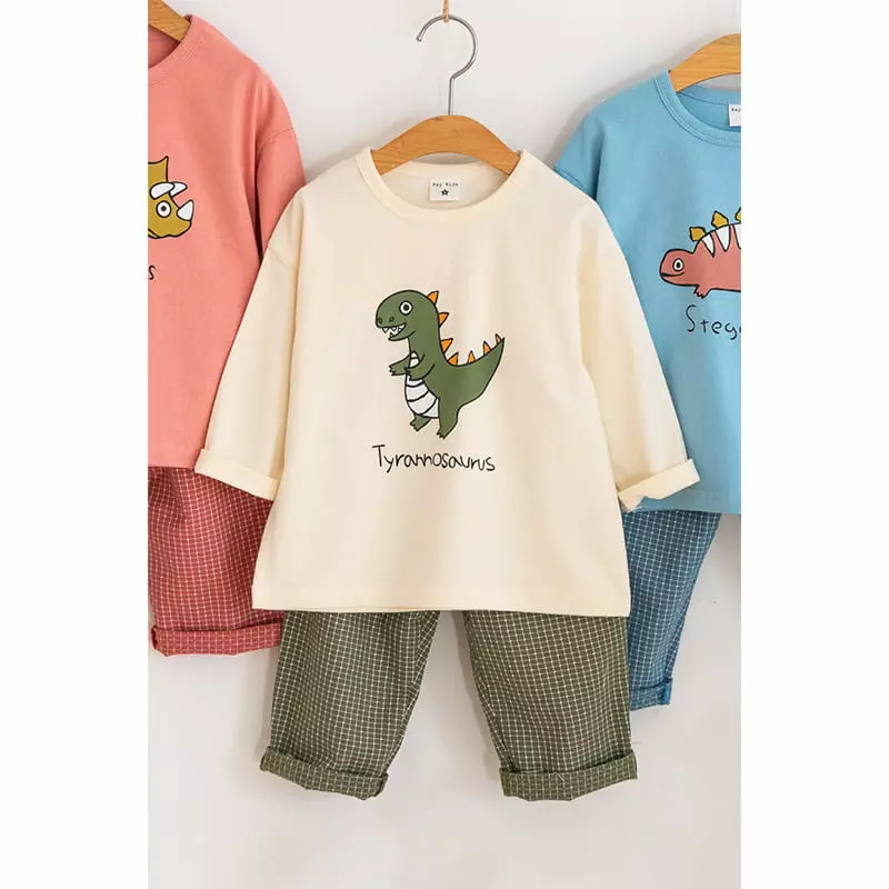 Raykids - Korean Children Fashion - #Kfashion4kids - Three Dino Top Bottom Set - 2