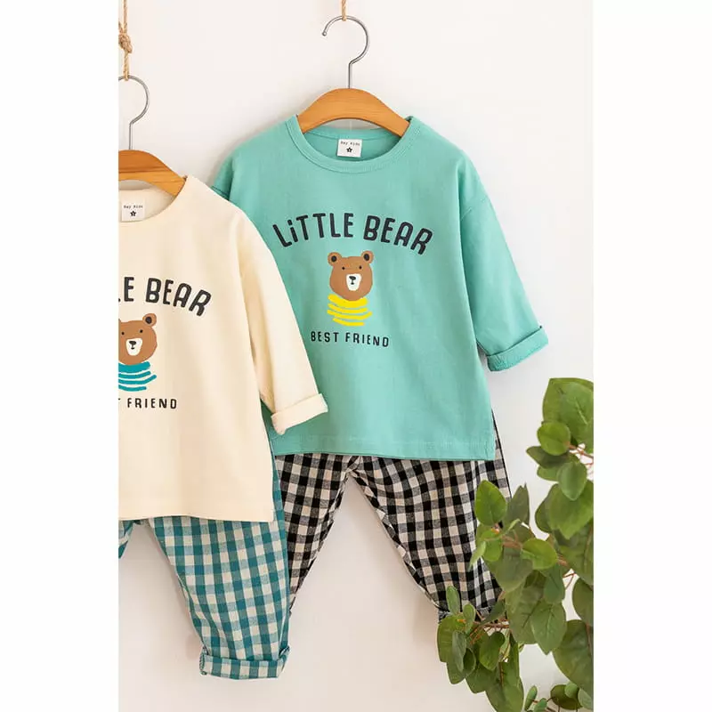 Raykids - Korean Children Fashion - #kidzfashiontrend - Kid Bear Top Bottom Set - 4