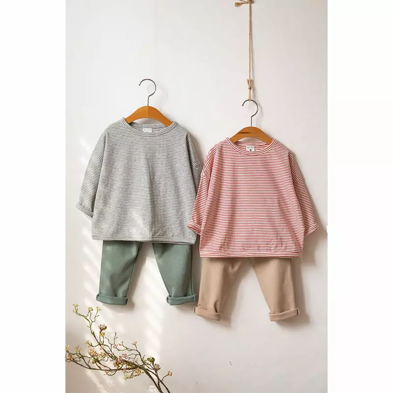 Raykids - Korean Children Fashion - #designkidswear - Small Stripes Piping Tee - 2