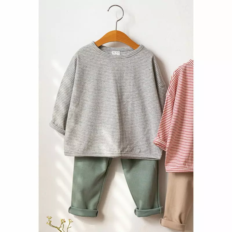 Raykids - Korean Children Fashion - #discoveringself - Small Stripes Piping Tee - 3