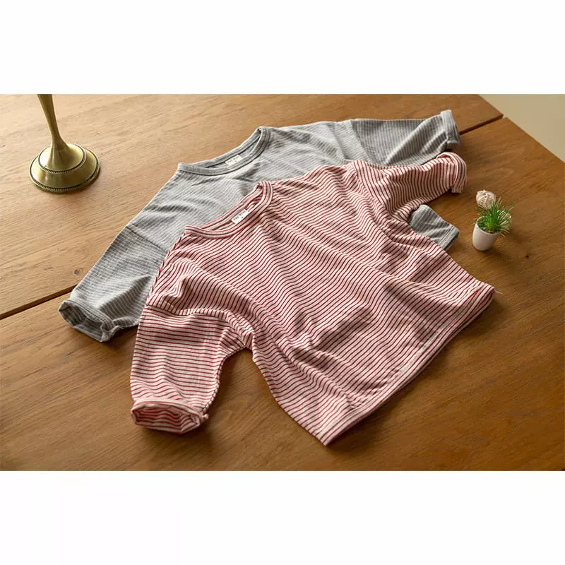 Raykids - Korean Children Fashion - #kidsshorts - Small Stripes Piping Tee - 5