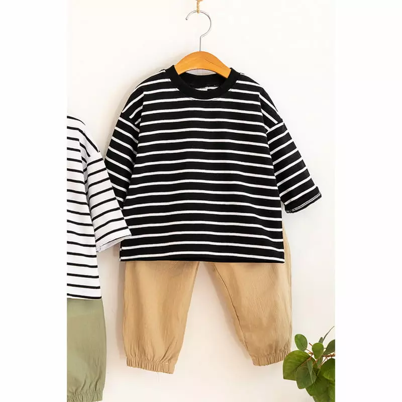 Raykids - Korean Children Fashion - #fashionkids - Mono Stripes Tee - 4