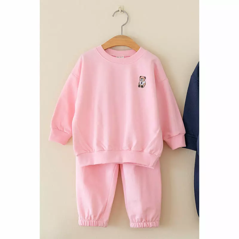 Raykids - Korean Children Fashion - #littlefashionista - Bear Embrodiery Top Bottom Set - 2