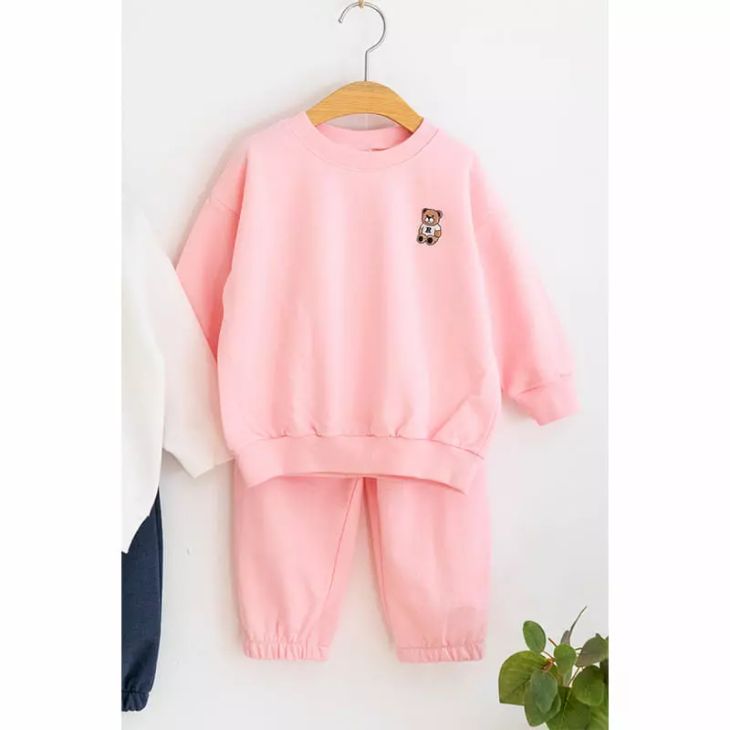 Raykids - Korean Children Fashion - #stylishchildhood - Bear Embrodiery Top Bottom Set - 8