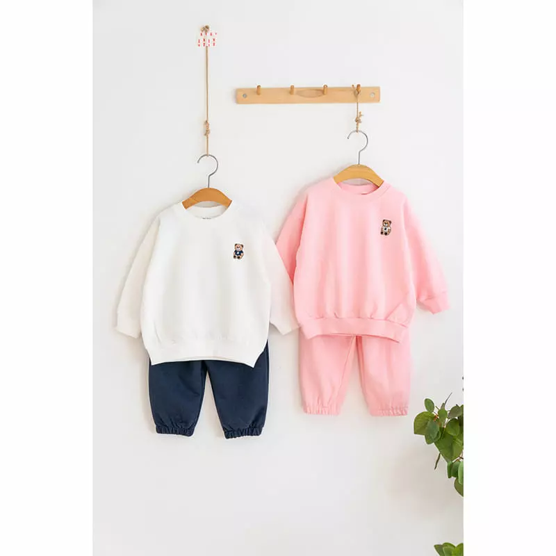 Raykids - Korean Children Fashion - #todddlerfashion - Bear Embrodiery Top Bottom Set - 6
