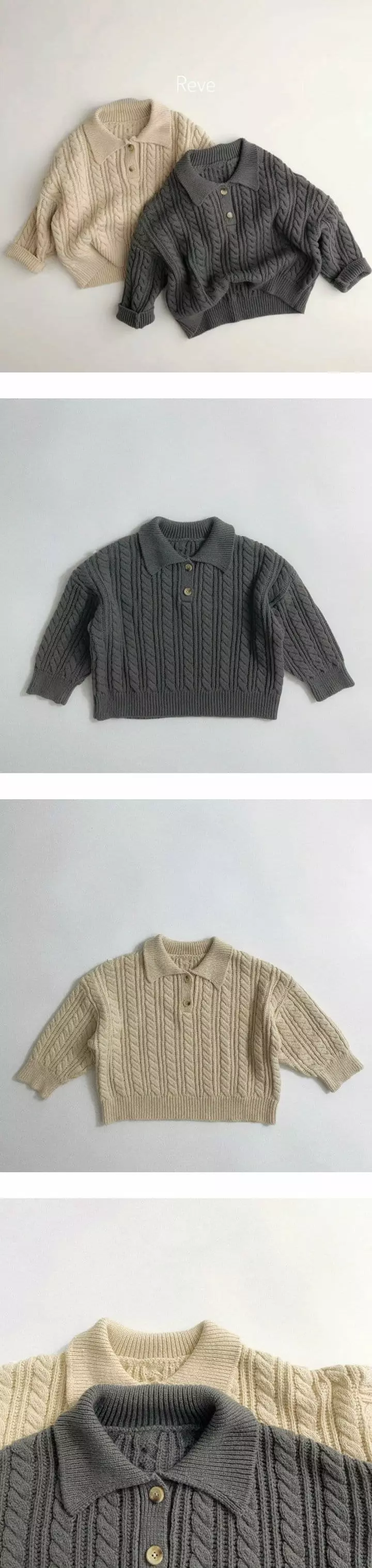 Reve Kid - Korean Children Fashion - #Kfashion4kids - Twist Collar Knit Tee
