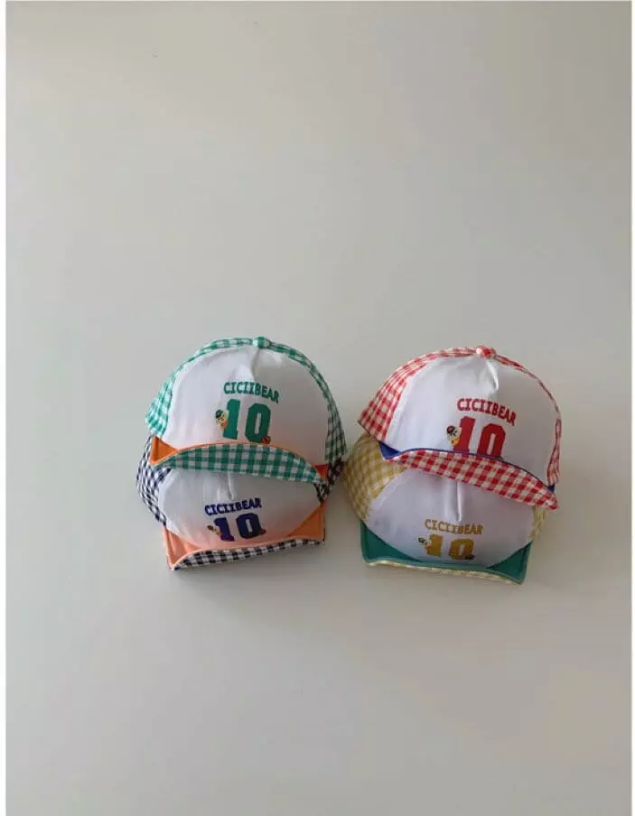 Reve Kid - Korean Children Fashion - #fashionkids - Check Number Ball Cap