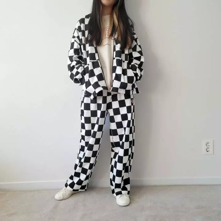 Riwoo Riwoo - Korean Junior Fashion - #minifashionista - Riwoo Check String Pants - 4