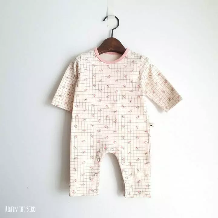 Saerobin - Korean Baby Fashion - #babyootd - Check Flower Bodysuit - 2