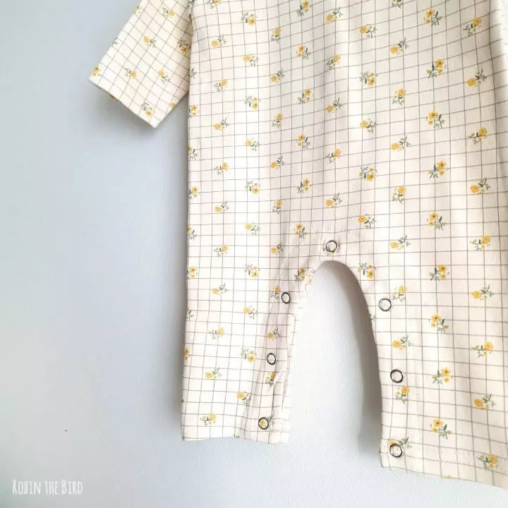 Saerobin - Korean Baby Fashion - #babyoutfit - Check Flower Bodysuit - 4