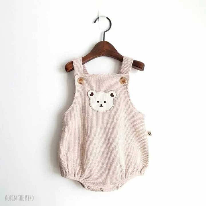 Saerobin - Korean Baby Fashion - #babyoutfit - Waffle Dungarees Bodysuit