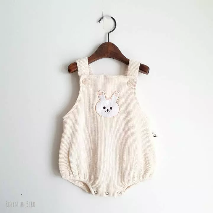 Saerobin - Korean Baby Fashion - #babyoutfit - Waffle Dungarees Bodysuit - 2