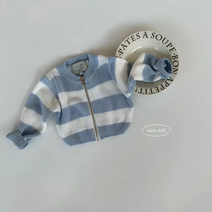 Saint Doll - Korean Children Fashion - #childofig - Strips Knit Zip-up