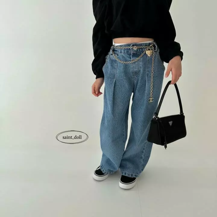 Saint Doll - Korean Children Fashion - #kidsshorts - Tuck Wide Jeans - 8