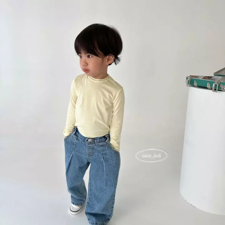 Saint Doll - Korean Children Fashion - #littlefashionista - Tuck Wide Jeans - 12