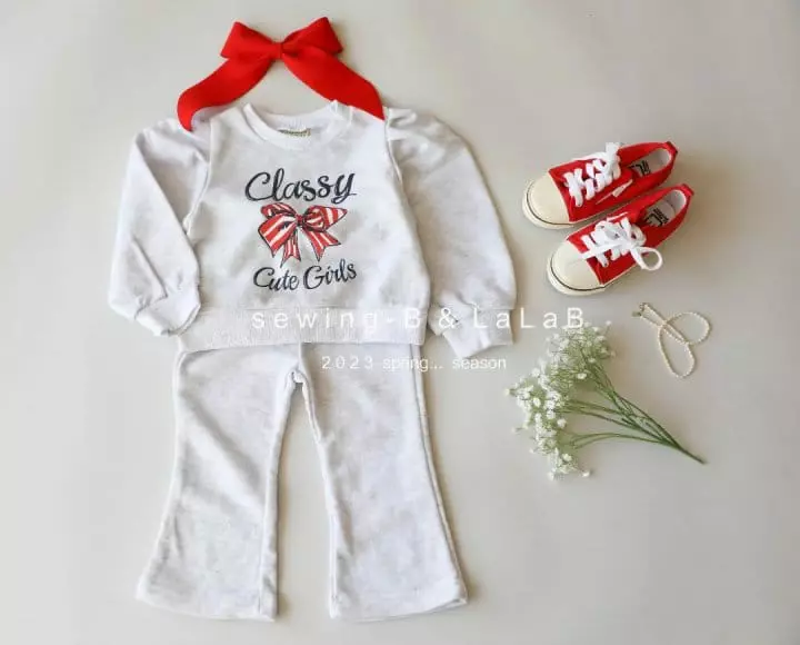 Sewing B - Korean Children Fashion - #kidsshorts - Ribbon Top Bottom Set - 2