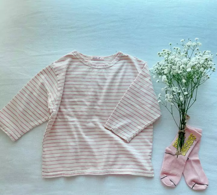 Studio M - Korean Children Fashion - #childrensboutique - Stripes Slit Tee - 12