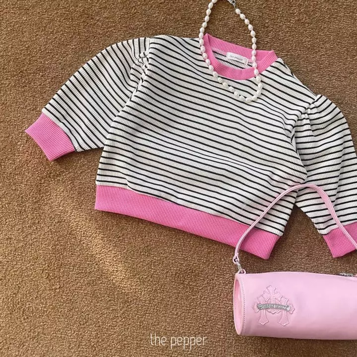 The Pepper - Korean Children Fashion - #littlefashionista - Stripes Waffle Sweatshirt with Mom - 2