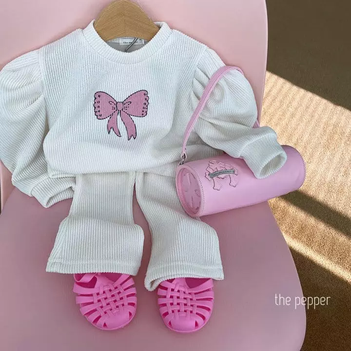 The Pepper - Korean Children Fashion - #prettylittlegirls - Ribbon Puff Knit Top Bottom Set - 9