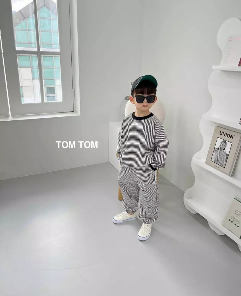 Tom Tom - Korean Children Fashion - #kidsshorts - Pastel Stripes Top Bottom Set