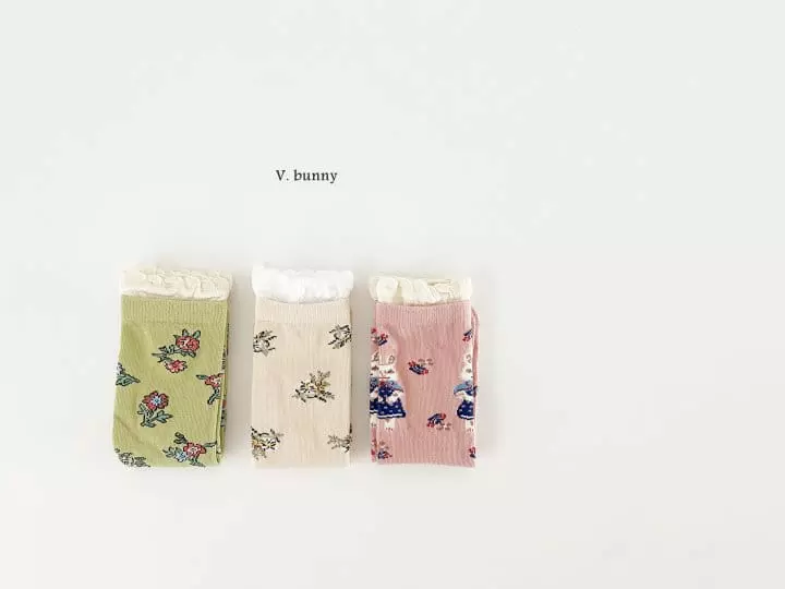 V Bunny - Korean Children Fashion - #Kfashion4kids - Lace Flower Socks Set
