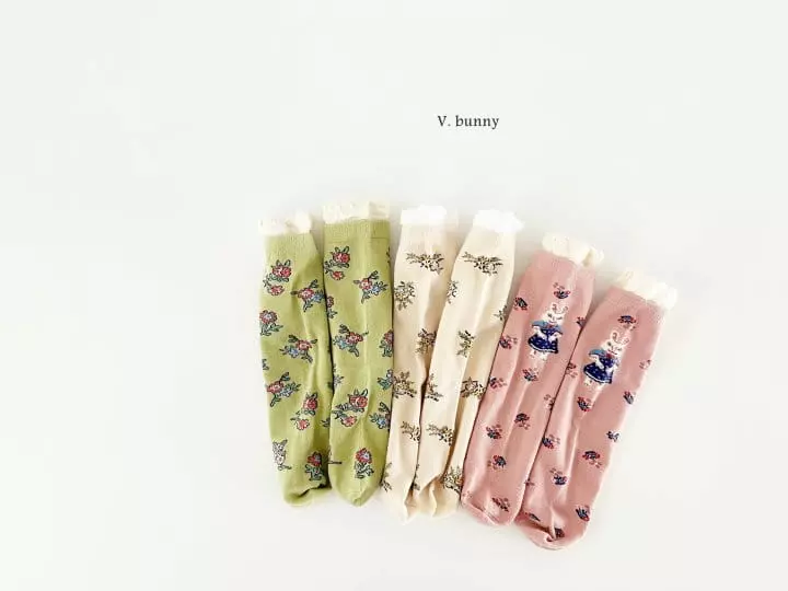 V Bunny - Korean Children Fashion - #childrensboutique - Lace Flower Socks Set - 8