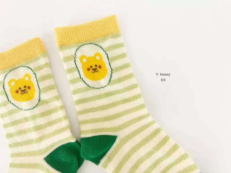 V Bunny - Korean Children Fashion - #designkidswear - Green Bear Socks Set - 5