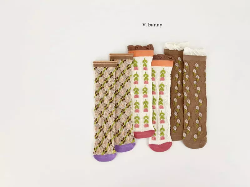 V Bunny - Korean Children Fashion - #fashionkids - Fomfom Socks Set - 11