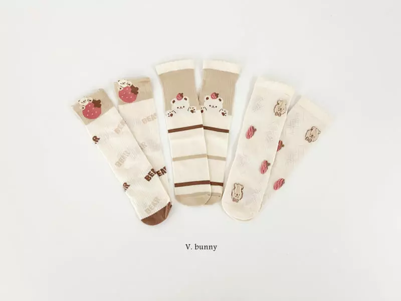 V Bunny - Korean Children Fashion - #kidsshorts - Strawberry Socks Set - 9