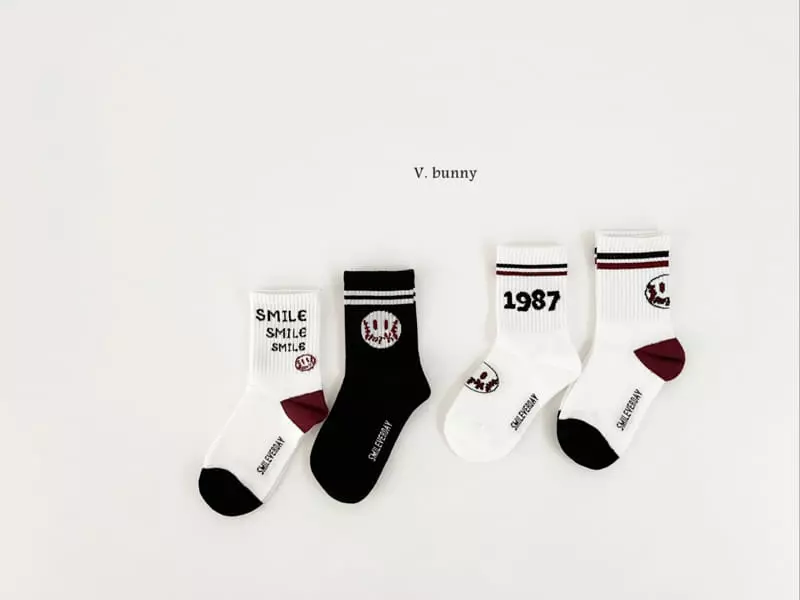 V Bunny - Korean Children Fashion - #kidsshorts - Smile Ball Socks Set - 2