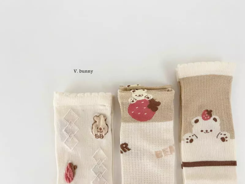 V Bunny - Korean Children Fashion - #kidsstore - Strawberry Socks Set - 10